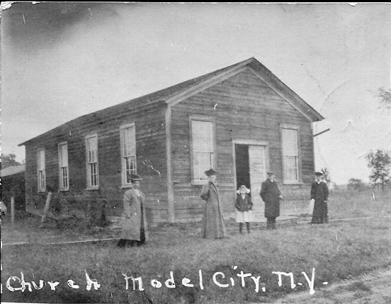 A church in Model City circa 1900.